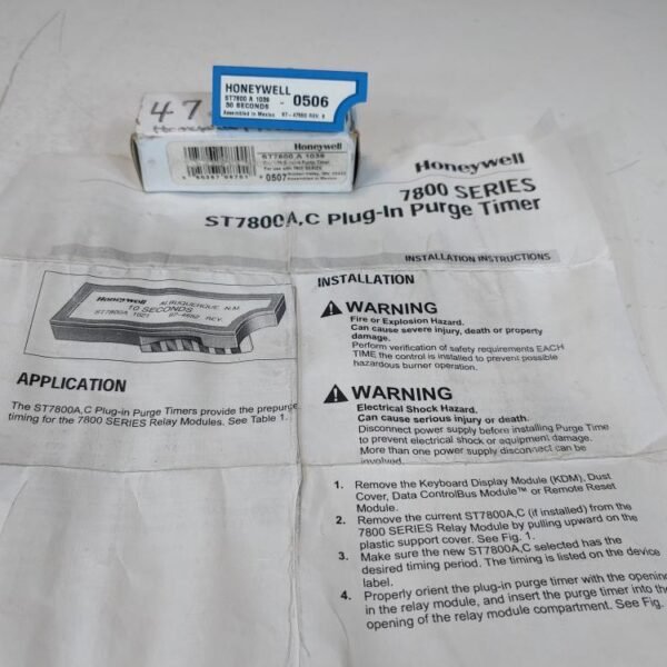 Honeywell 30 Second Purge Timer ST7800 A 1039